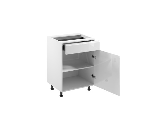 Mobile da cucina con cassetto e ripiani lucidi