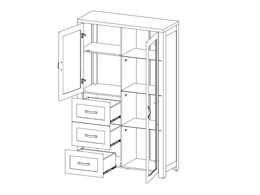 Armadio vetrina in legno marrone stile moderno ed elegante