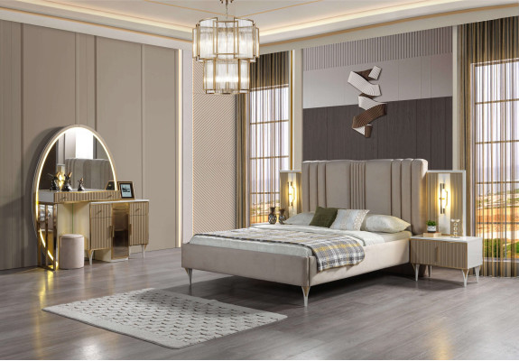Letto con comodini set 3 pezzi moderno