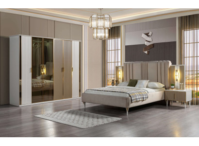 Set camera da letto letto 2 comodini armadio moderno 4pz