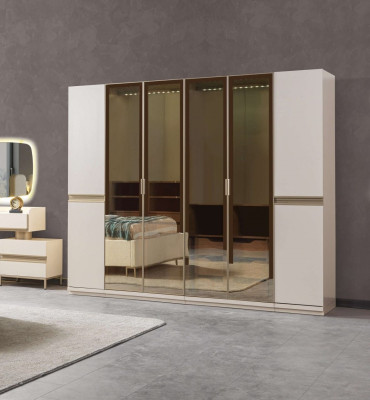 Armadio angolare moderno in vetro satinato grande design