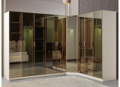 Armadio angolare moderno in vetro satinato grande design
