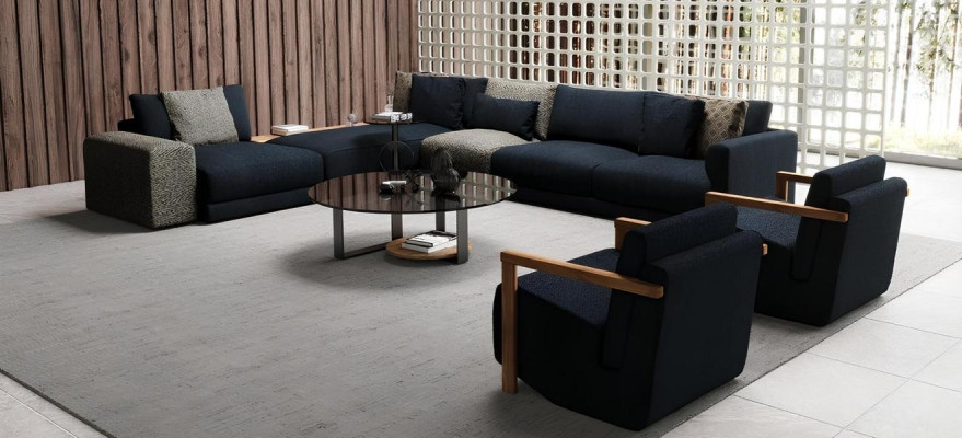 Divano angolare con poltrona in design elegante, spettacolare e comodo allo stesso tempo