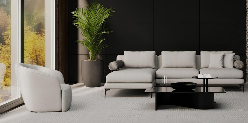 Divano angolare con poltrona per il soggiorno linee in cui abita il comfort