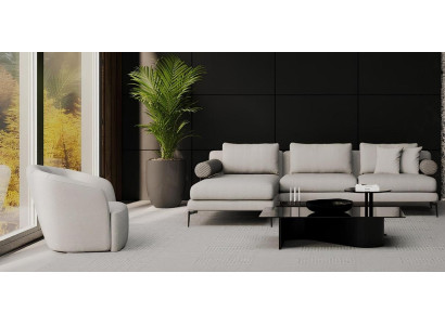 Divano angolare con poltrona per il soggiorno linee in cui abita il comfort