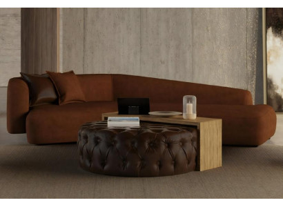 Set soggiorno divano tavolino e pouf in design moderno