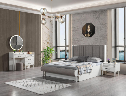 Camera da letto completa moderna 5 pz. Letto comodini armadio