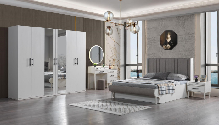 Camera da letto completa 6 pezzi letto armadio comodini moderno