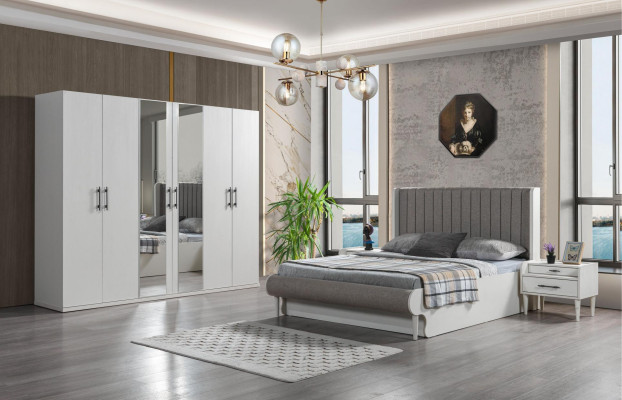 Camera da letto completa 4 pezzi letto armadio comodini moderno