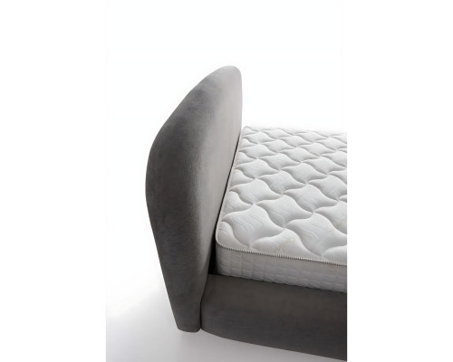 Letto elegante grigio con materasso in tessuto e legno