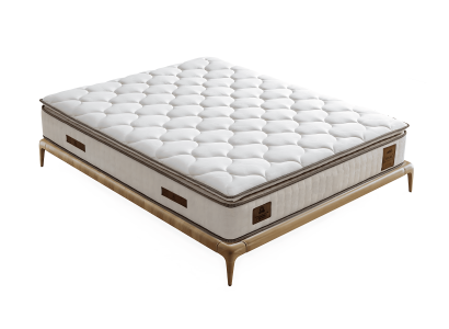 Letto elegante con materasso in tessuto beige