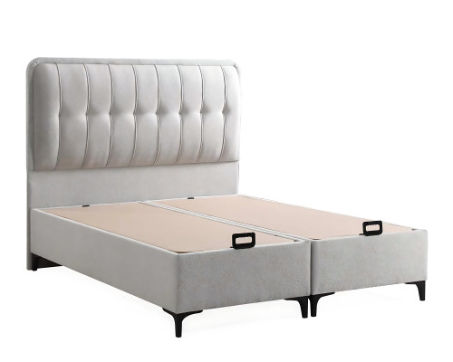 Letto moderno bianco con materasso in tessuto e legno