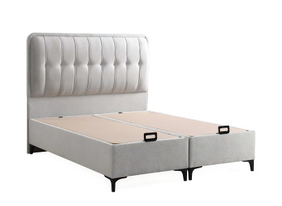 Letto moderno bianco con materasso in tessuto e legno