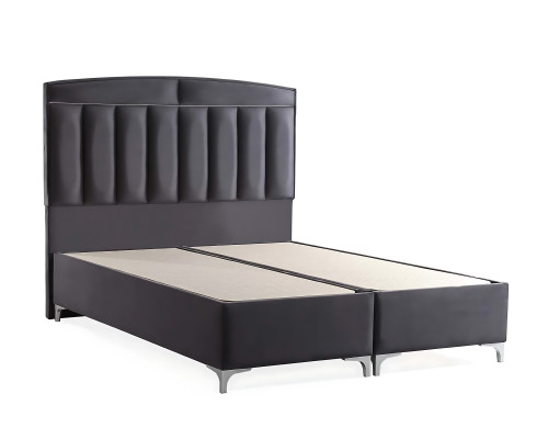 Letto grigio moderno con materasso in tessuto e legno