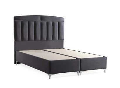 Letto grigio moderno con materasso in tessuto e legno