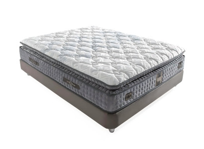 Letto imbottito grigio con materasso Letto in tessuto moderno