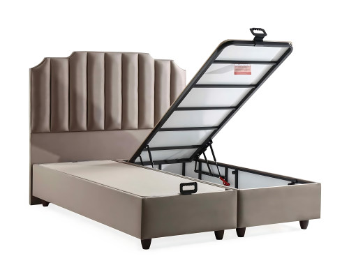 Letto elegante con materasso in tessuto beige per moderno