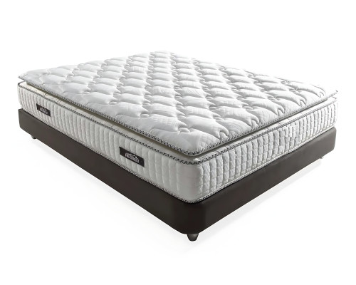 Letto elegante con materasso in tessuto beige per moderno