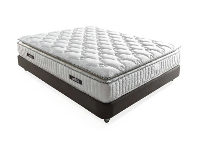 Letto elegante con materasso in tessuto beige per moderno