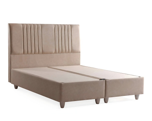 Letto elegante con materasso in beige in tessuto e legno