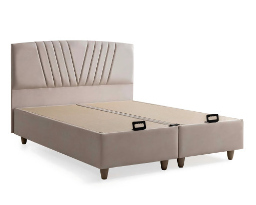 Letto elegante con materasso in beige in tessuto e legno
