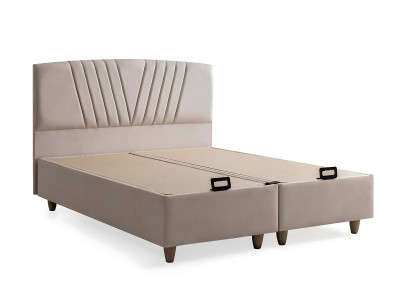 Letto elegante con materasso in beige in tessuto e legno