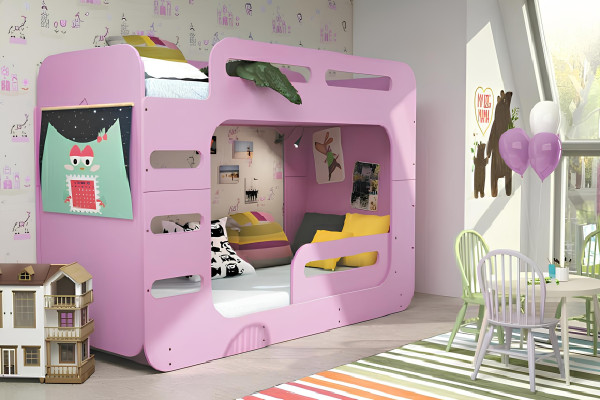 Letto per bambini letto a castello letto a soppalco letto per giovani letti rosa legno immediato