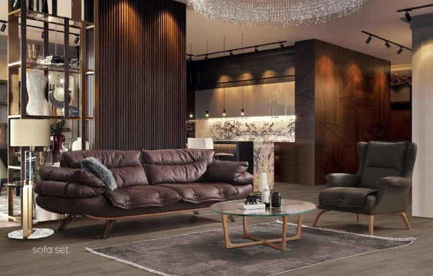 Poltrona morbida a un posto in pelle scamosciata nera.