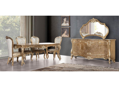 Sala da pranzo Tavolo Sedie Gruppo Set in legno Tavolino Comò Specchio Set 7 pezzi
