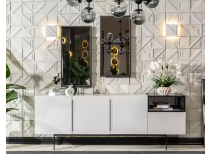 Mobiletto in stile italiano in legno con specchio, set da 2 pezzi. Armadi per il soggiorno.