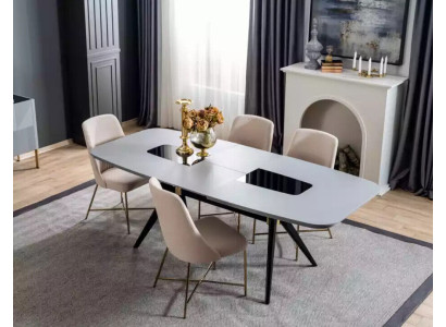 Sala da pranzo in legno Set da pranzo Gruppo Tavolo 4 sedie Set da pranzo Design 7 pezzi