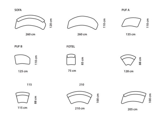 Divano ad angolo a U xxl Salotto Divano Set di divani 3 pezzi Divani rotondi Canapè