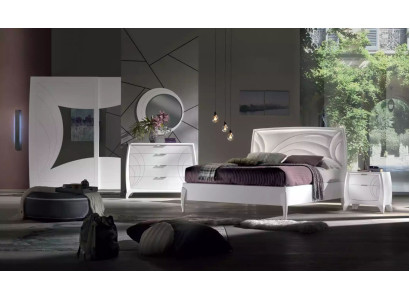 Set da camera da letto con letto, 2 comodini e armadio 6 pezzi design di lusso