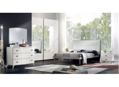 Set da camera da letto con letto 2 comodini e cassettiera, design di lusso 6 pezzi.