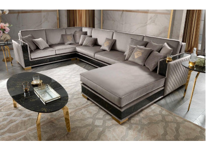 Divano a L a forma di angolo Divano Couch Design Tessuto imbottito Divani Sedili Mobili Paesaggio abitativo