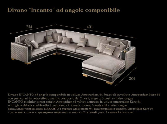 Divano a L a forma di angolo Divano Couch Design Tessuto imbottito Divani Sedili Mobili Paesaggio abitativo