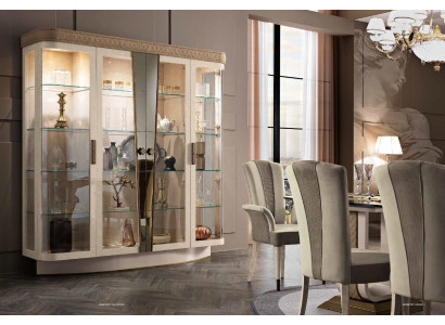 Vetrina Vetrine di lusso Vetrina Vetrine Vetrine in vetro Armadio Moderno Beige Scaffale Sideboard Nuovo