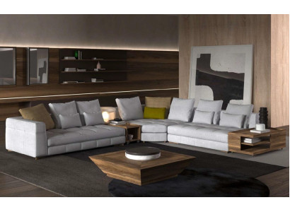 Sofà d'angolo bianco in tessuto Set di divani di lusso a forma di L Nuovo