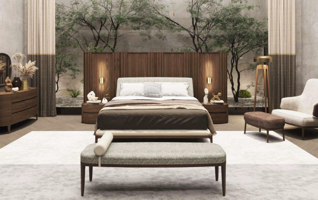 Marrone set da camera letto con letto 2 comodini matrimoniali 3 pezzi