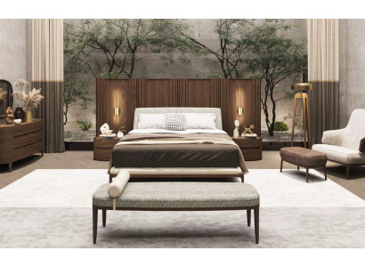 Marrone set da camera letto con letto 2 comodini matrimoniali 3 pezzi