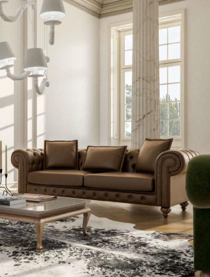 Marrone Chesterfield set di lussuosi divani moderni Tre posti in tessuto