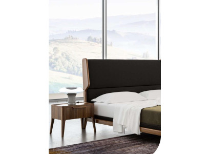 Set da camera da letto marrone Letto Comodini 2 pezzi Stile moderno Mobili di lusso