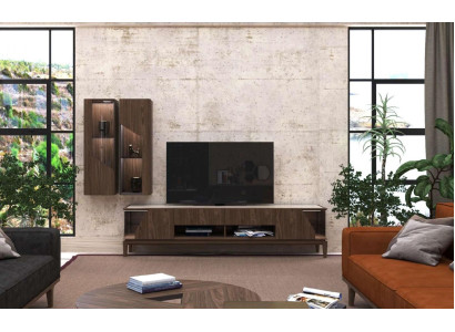 Mobili per soggiorno parete attrezzata mensole pensili credenza marrone lusso mobili in legno