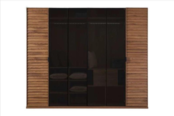 Armadio a ante scorrevoli con ante in vetro Mobili da camera da letto Specchio Marrone