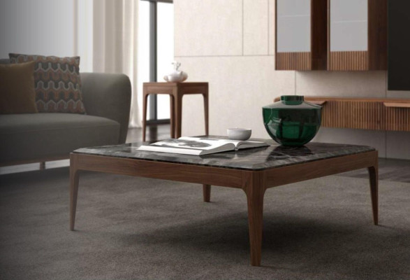 Tavolino lounge Toros in marmo nero, tavolino da caffè stile moderno.