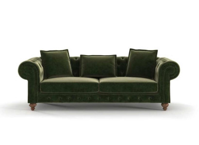 Verde Chesterfield in tessuto a tre posti divano di lusso stile divani soggiorno.