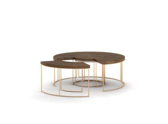 Tavolino moderno rotondo di lusso in legno per salotto.
