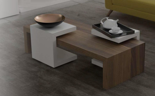 Set tavolino da salotto noce naturale mobili da soggiorno tavolini moderni nuovi