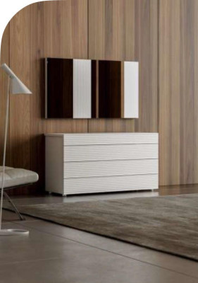 Mobile di lusso bianco del designer con specchio 4 cassetti Arredamento in legno Nuovo