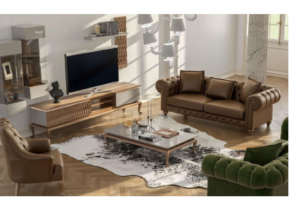 Chesterfield monoposto marrone in soggiorno Arredamento moderno di lusso Poltrona
